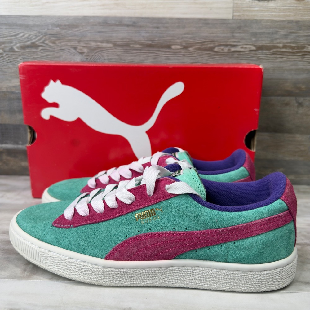 Puma Suede Womens Size 8 Sneakers Multi-Color Teal Pink Purple 355110 - Picture 2 of 9